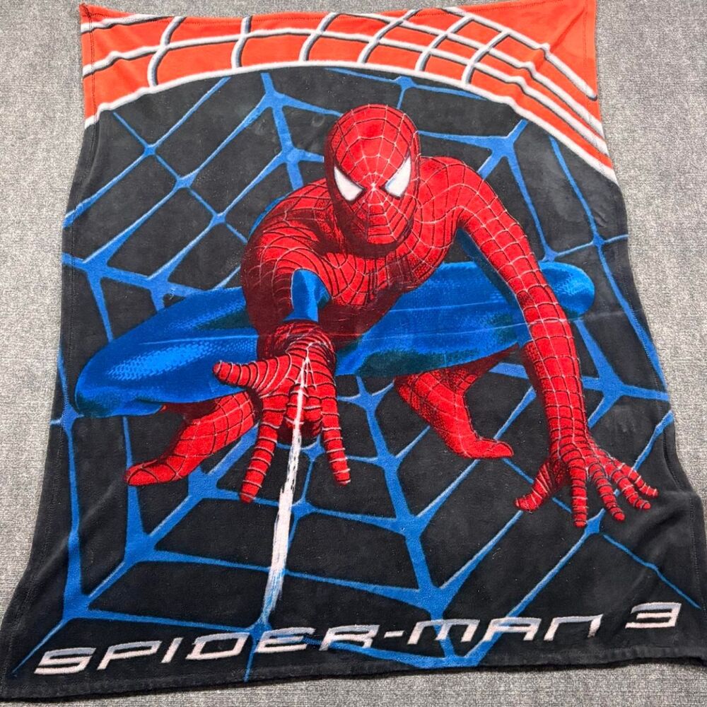 Vintage 2007 Spiderman-3 Fleece Throw Blanket